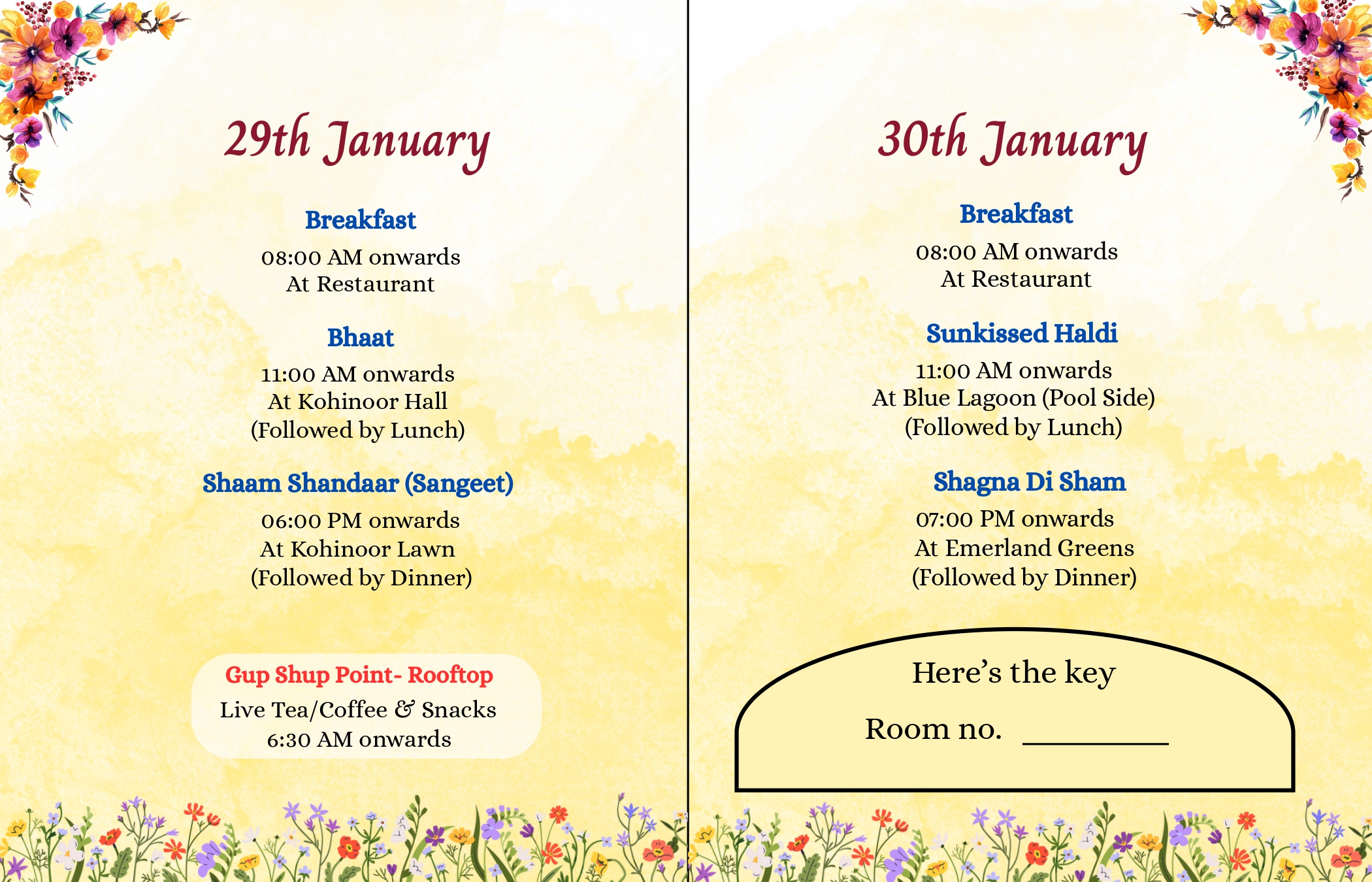 Key Card Itinerary
